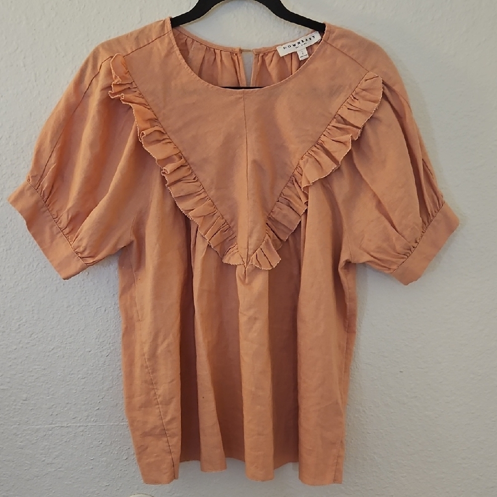 DOWNEAST Women's Peach Ruffle Top